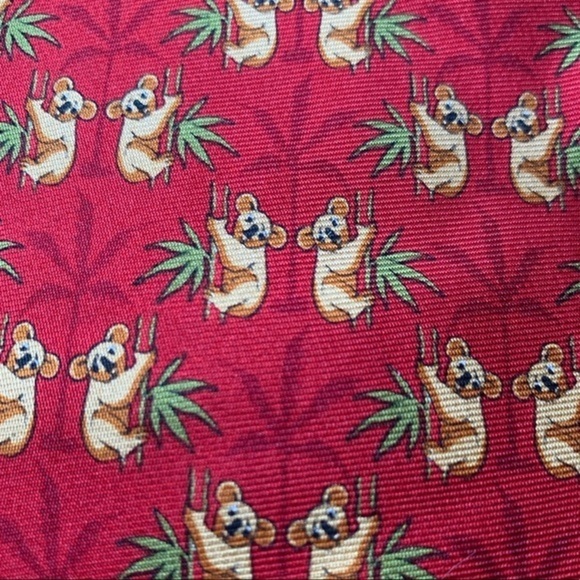 DIOR “Koala’s” Red Silk Tie - Picture 5 of 8